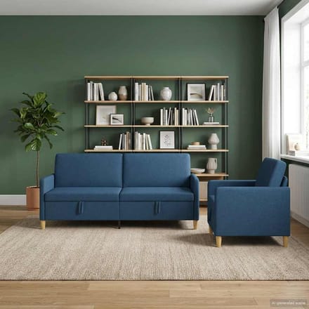 vidaXL - Sofa - Set - Met - Opslag - 2 - st - Blauw - Polyester