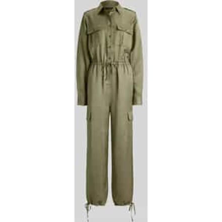 relaxed fit jumpsuit van mix van viscose en linnen