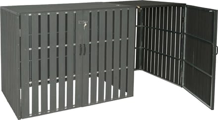 1 WPC afvalemmer deksel uitbreiding MCW-J28, afvalemmer box, metaal hout look ~ antraciet