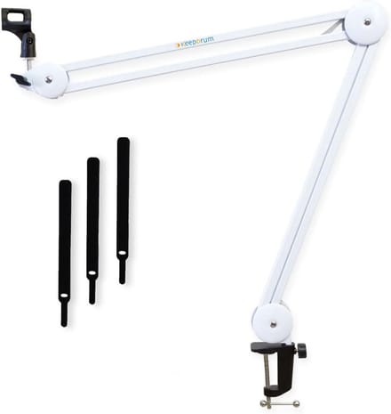 Microfoonarm - Scharnierstatief - Opnames Maken - Verstelbare Positionering - Tot 100cm Bereik - Wit