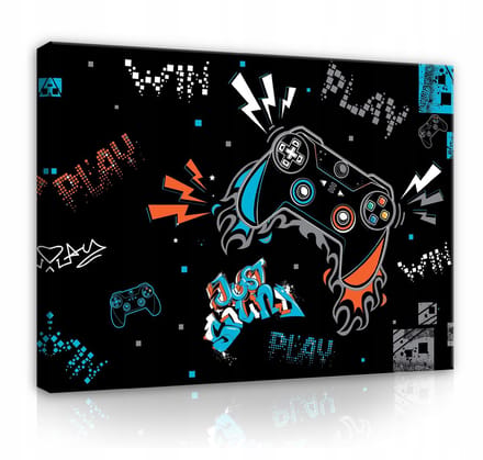 WALLARENA - Canvas schilderij - 60x40 cm - afbeelding van een gamer voor de kinderkamer