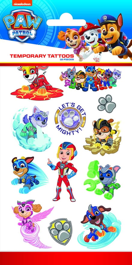 36x Mighty Pups Plak Tattoo - Party Feest Thema Fun