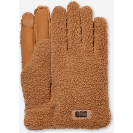 UGG® UGG fluff Glove for Men in Brown, Fleece/Polyester/Leather