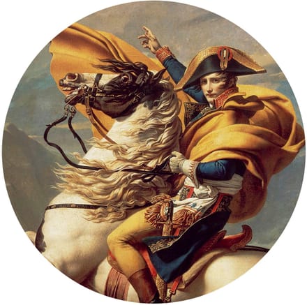 Napoleon steekt de Alpen over, Jacques-Louis David - Foto op Behangcirkel - ⌀ 100 cm