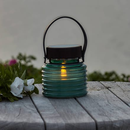 Sirius LED lamp op zonne-energie Aston Jar, hoogte 12 cm, groen/bruin, IP44