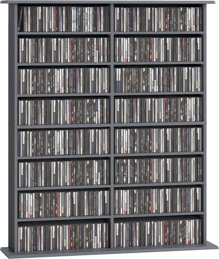 HOMCOM CD-opbergkast - Spaanplaat - 106,5x24x126,3cm - Grijs
