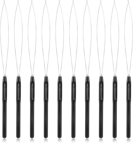 10 Stuks Haarverlenging Naald en Draad Tool met Bead Apparatuur voor Micro Loop en Nano Beads voor Haar- en Veerextensions