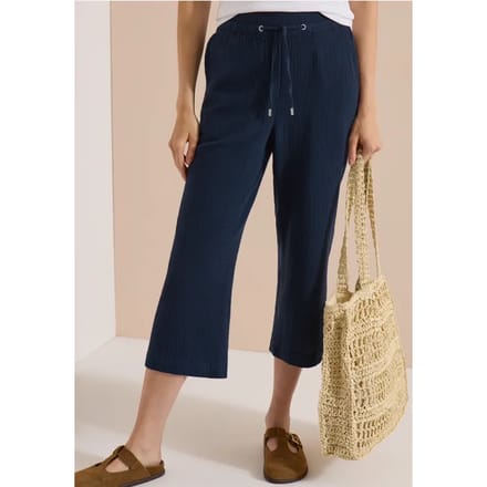 3/4-broek met Wide Leg pijpen van mousseline