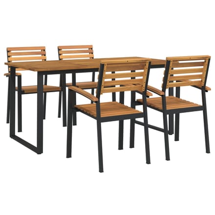 vidaXL - 5-delige - Tuinset - massief - acaciahout - en - metaal