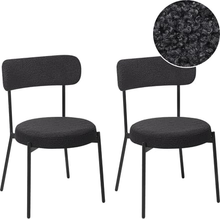 ALLISON - Eetkamerstoel set van 2 - Zwart - Bouclé