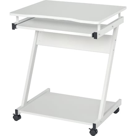 HOMCOM rollend computerbureau - Mobiel bureau - computertafel - schuifbaar toetsenbord + plank - wit Ivoor
