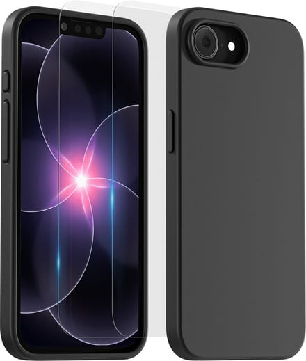 Hoesje - geschikt voor Apple iPhone 16e/17e - Zwart - 2x screenprotector - beschermglas screen protector- Anti Shock case