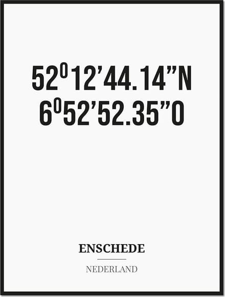 Poster/kaart ENSCHEDE met coördinaten