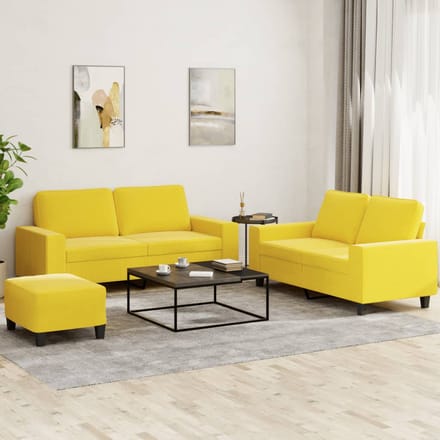 vidaXL - 3-delige - Loungeset - stof - lichtgeel