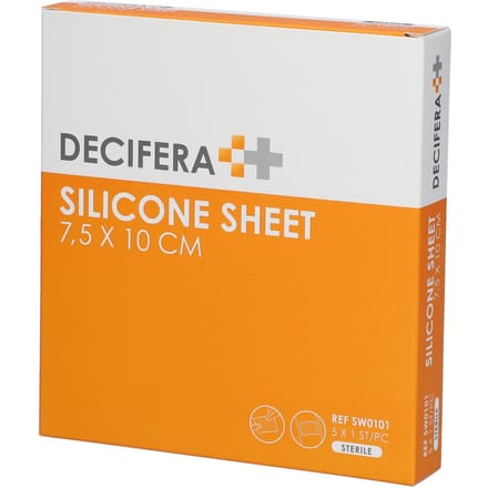 Decifera silicone sheet - 7,5 x 10 cm - 5 stuks - steriel