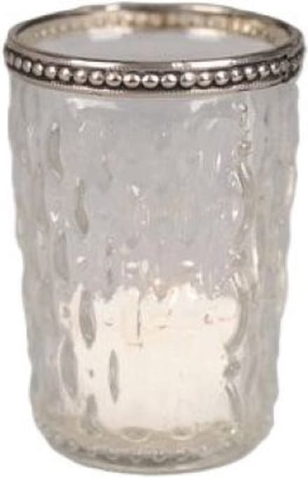 Rasteli - Kaarsenhouder - glas - transparant - D7 x H10 cm - 2 stuks