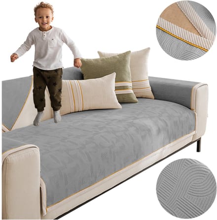 Meble od Nowa - Sofa Beschermmat - 90x240 cm - Donkergrijs - Gouden Bies