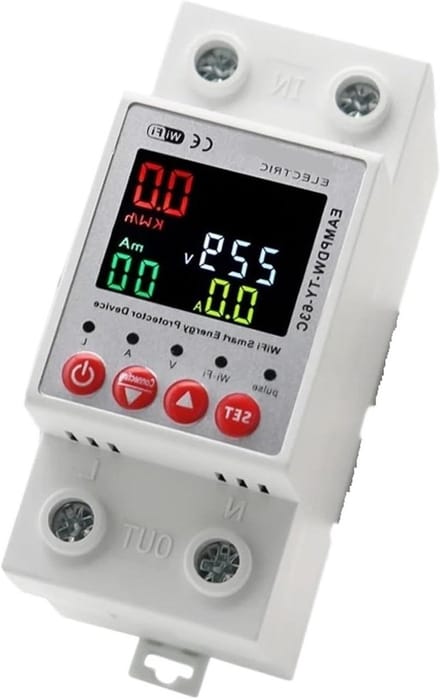 Slimme Energiemeter - Stroommonitor Relais - Energie Verbruik Meten - App Bediening - 63A - Wit