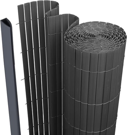 PVC privacy mat, 90 x 1000 cm, standard, privacy screen, with fixing clips, balcony cladding, fence screen