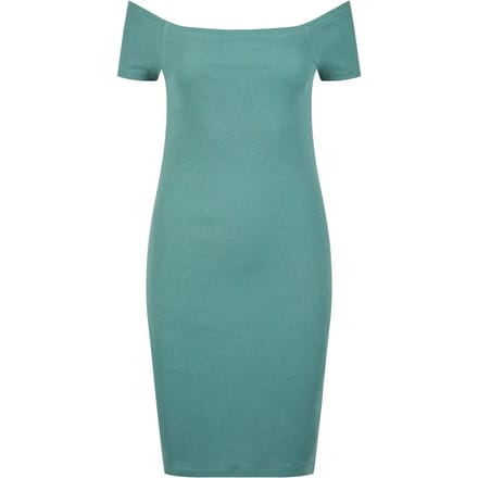 Urban Classics - Off Shoulder Rib Korte jurk - XL - Groen