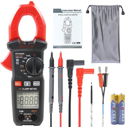 Digitale Stroommeter en Multimeter voor AC/DC Metingen - 6000 Teller, Gevoeligheid Tot 600 A, Temperatuur, Weerstand, Capaciteit en Diode Test