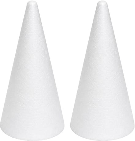 Piepschuim vormen - kegel - 2x - H40 x D18 cm - styropor hobby / DIY vorm - basis knutselfiguren