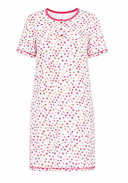 Comtessa - Dames Nachthemd – 100 cm – Pink Dots – 100% Katoen - Maat 44