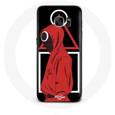 Coque pour samsung galaxy S6 Squid Game logo symboles triangle carre cercle Fond Noir