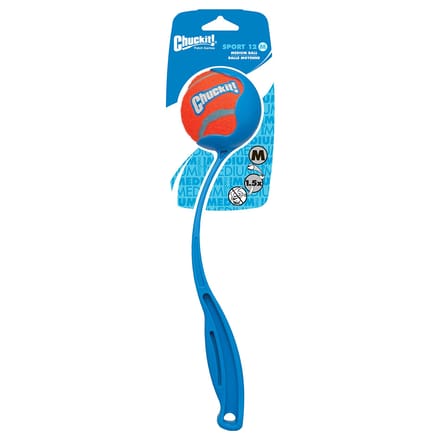 Chuckit! Sport Ball Launcher - 30 cm Werpstok - Ballenwerper - Hondenspeelgoed - Incl. Tennisbal Medium - ø 6 cm - Kunststof - Assorti