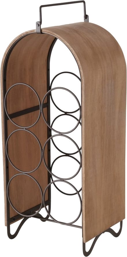 Wijnrek - Hout - Metaal - Staand - 6 fles - 50x21x18cm.