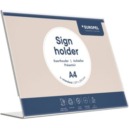Kaarthouder Europel Liggend - L-standaard - A4 - 29,7 x 21 cm - Transparant