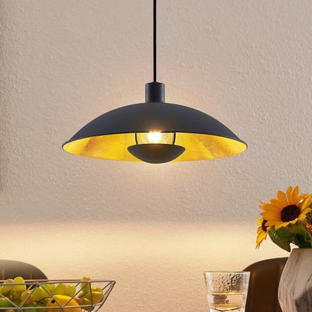 Lindby - hanglamp - 1licht - IJzer - H: 10 cm - E27 - zwart, goud