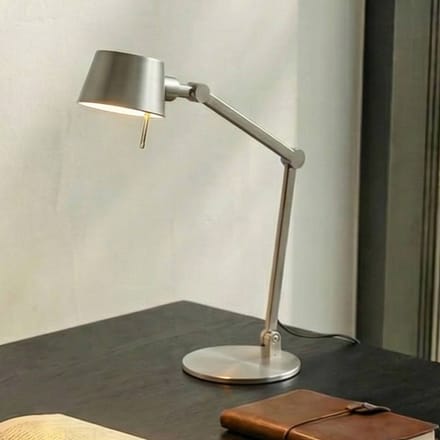 Lucande - bureaulamp - 1licht - metaal - H: 93.5 cm - E27 - nikkel satijn