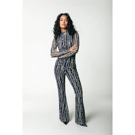 Colourful Rebel Tie Dye Stripes Mesh Extra Flare Pants - M
