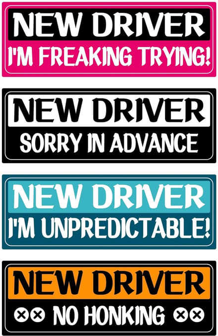 Set van 4 Magnetische Auto Stickers voor Beginners - Reflecterende Waarschuwingssignalen