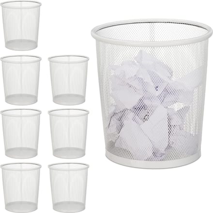 8x papiermand metaal - prullenmand - prullenbak - papierbak - 8 L - afvalbak
