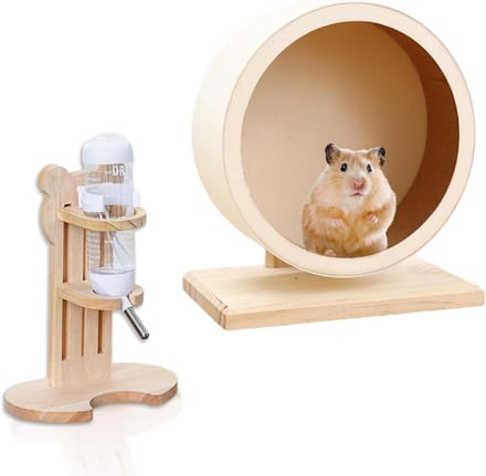 Hamsterloopwiel en Drinkfles Set - Loopwiel Knaagdier Waterfles Kleine Dier - Beweging en Hydratatie - Stille Loop met Kogellagers