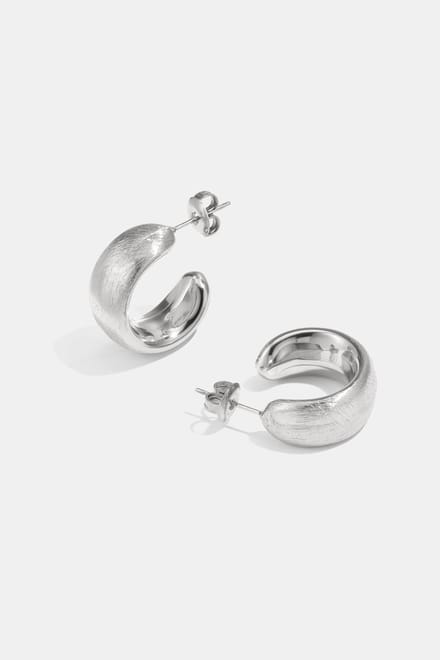 Bijoutheek Oorknoppen Hoop Mat Geborsteld Zilver