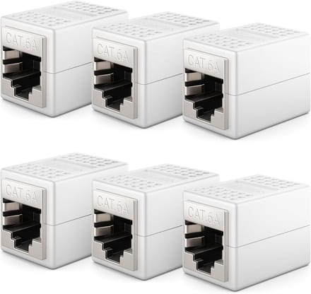 6x RJ45 Netwerkkabel Verlengstuk (10 Gbit/s) LAN Adapter voor Cat8 t/m Cat5e Kabel