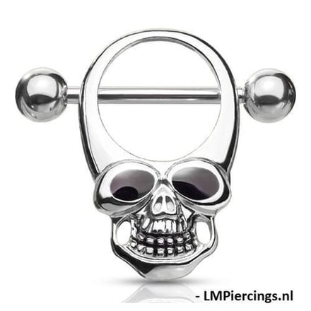 Tepelpiercing skull 1.6x11 - zilver - LMPiercings