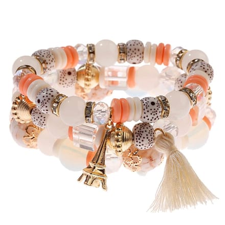 Fako Bijoux® - Armband Set - Boho - Bohemian - Eiffeltoren - Wit
