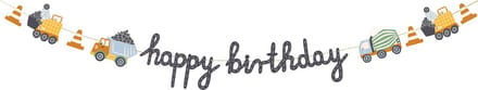 PARTYDECO - Happy Birthday spandoek bouwvrachtwagens 2 meter
