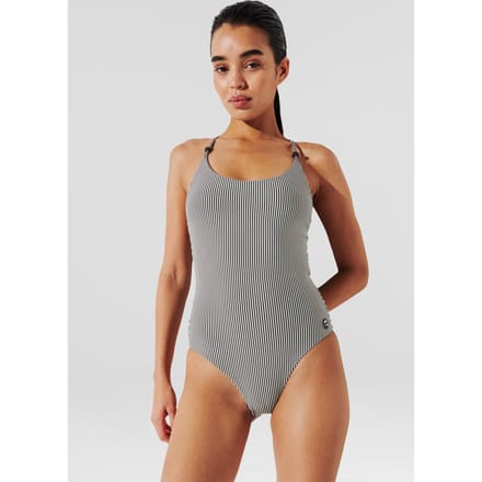 Karl Lagerfeld Ikon Stripe Swimsuit White-black Stripe Maat: S | Badpakken Outlet | Dames | Wit