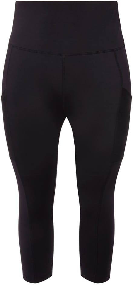 Ulla Popken - Dames - 3/4-legging kuitlang hoge taille sneldrogend - Zwart - Maat 62+