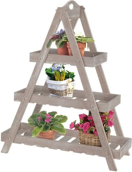 Bloemen Etagère - 24 x 60 x 70 cm - Drielaags - Hout
