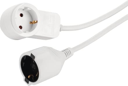 Verlengkabel met extra stopcontact - geaarde kabel voor laptop of stofzuiger - 3 meter, wit