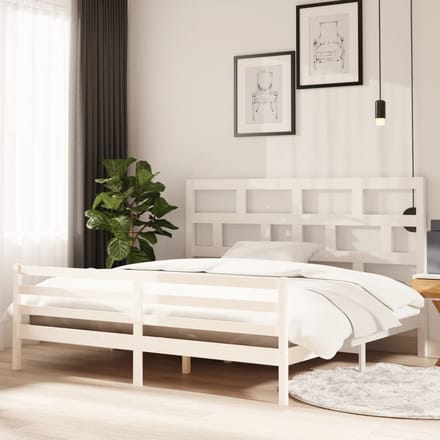 vidaXL - Bedframe - massief - grenenhout - wit - 200x200 - cm