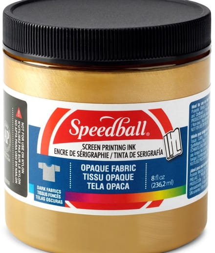 Shimmer fabric ink gold screen printing -Speedball