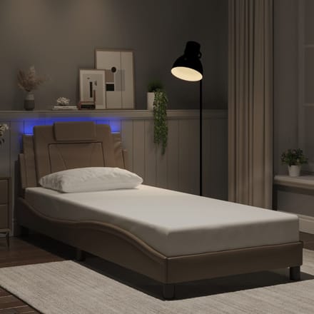 vidaXL - Bedframe - "Viana" - met - LED - zonder - matras - cappuccino - 80x200 - cm