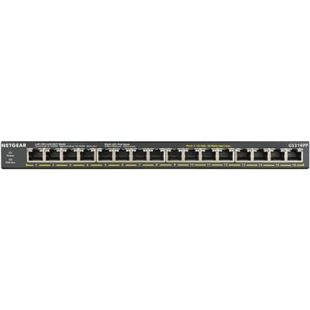 Netgear GS316PP 16-Port Gigabit Ethernet Unmanaged PoE+ Switch with FlexPoE (183W)